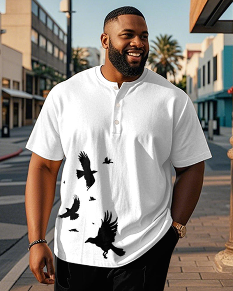 Big & Tall Black White Graphic T-Shirt for big men view 1