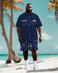 Big & Tall Colorblock T-Shirt Shorts Set for big men view 1