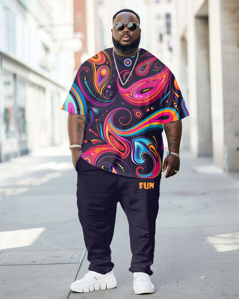 Big & Tall Graphic Streetwear T-Shirt Pants Set for big men view 1