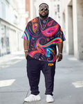 Big & Tall Graphic Streetwear T-Shirt Pants Set for big men view 1