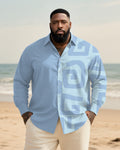 Big & Tall Blue Colorblock Long Sleeve Shirt for big men view 1