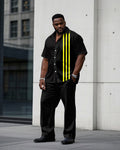 Big & Tall Black Yellow T-Shirt Pants Set for big men view 1