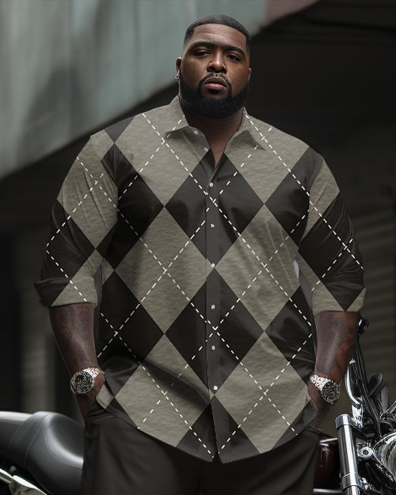 Big & Tall Geometric Plaid Two-piece Set for big men view 2