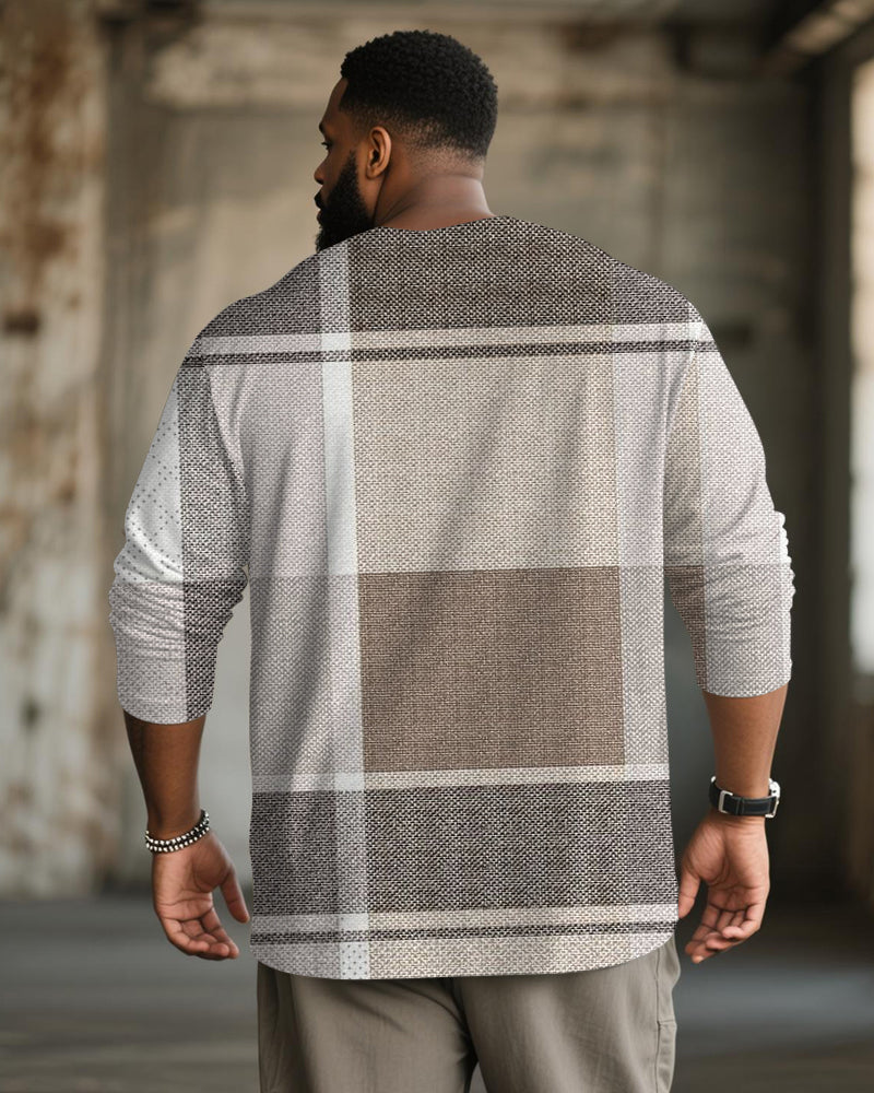 Big & Tall Brown Geometric Graphic T-Shirt for big men view 2