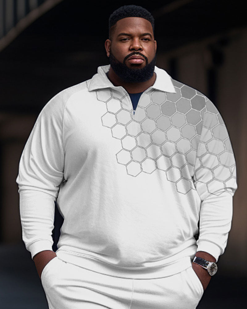 Big & Tall Geometric Polo Pants Set for big men view 2