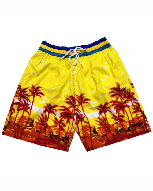 Big & Tall Yellow Hawaiian Gradient Shorts for big men