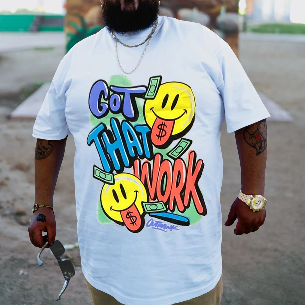 Big & Tall White Graphic Smiley T-Shirt for big men view 1