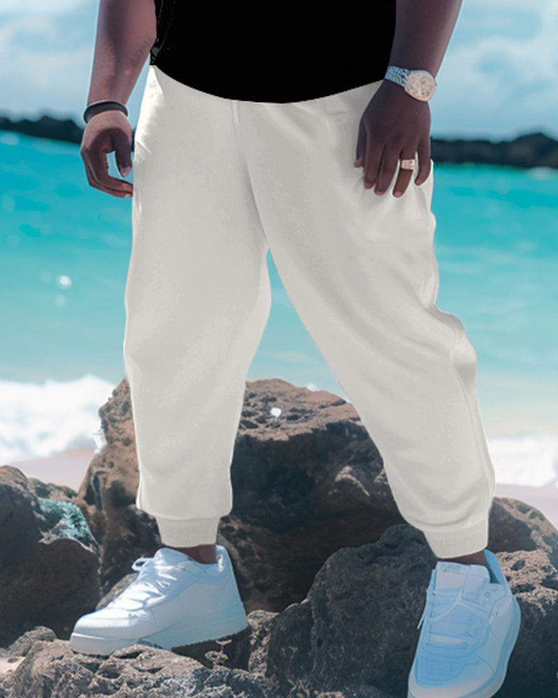 Big & Tall Colorblock Graphic T-Shirt Pants Set for big men view 3