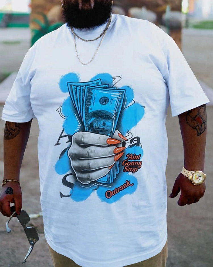 Big & Tall White Streetwear T-Shirt for big men view 1