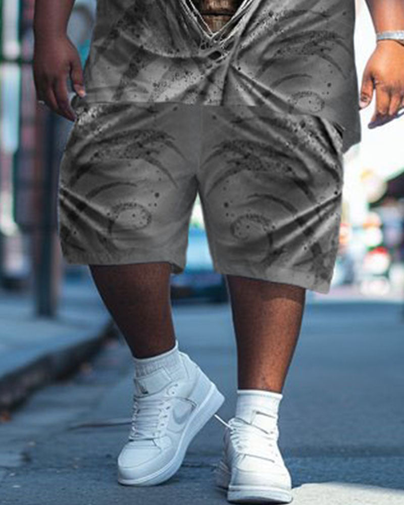 Big & Tall Graphic Streetwear T-Shirt Shorts Set for big men view 3
