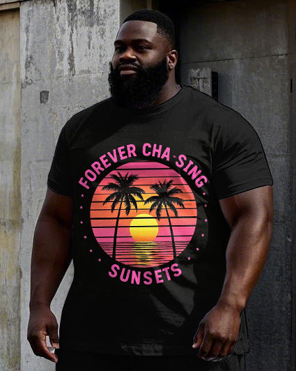 Big & Tall Hawaiian T-Shirt Shorts Set for big men view 2
