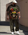 Big & Tall Graphic Graffiti T-Shirt Pants Set for big men view 1
