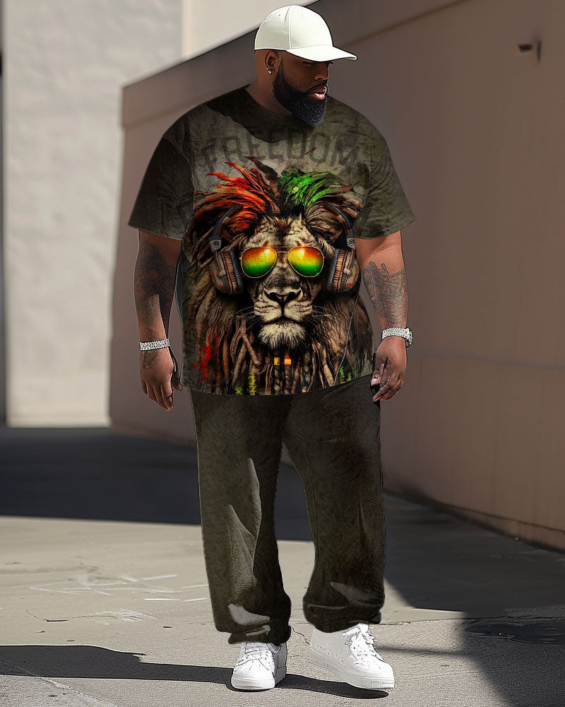 Big & Tall Graphic Graffiti T-Shirt Pants Set for big men view 1