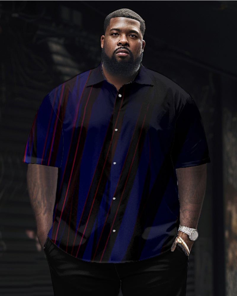 Big & Tall Gradient Striped Shirt Pants Set for big men view 2