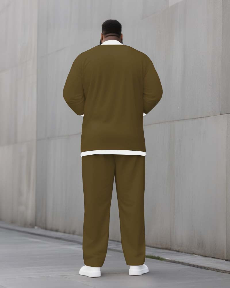 Big & Tall Solid Color Two-piece Set for big men view 11