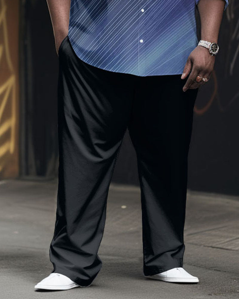 Big & Tall Gradient Business Casual T-Shirt Pants Set for big men view 3