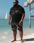 Big & Tall Hawaiian Tropical T-Shirt Shorts Set for big men view 2
