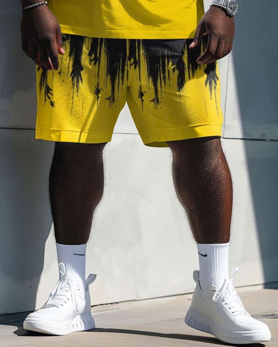 Big & Tall Gradient Graphic T-Shirt Shorts Set for big men view 3