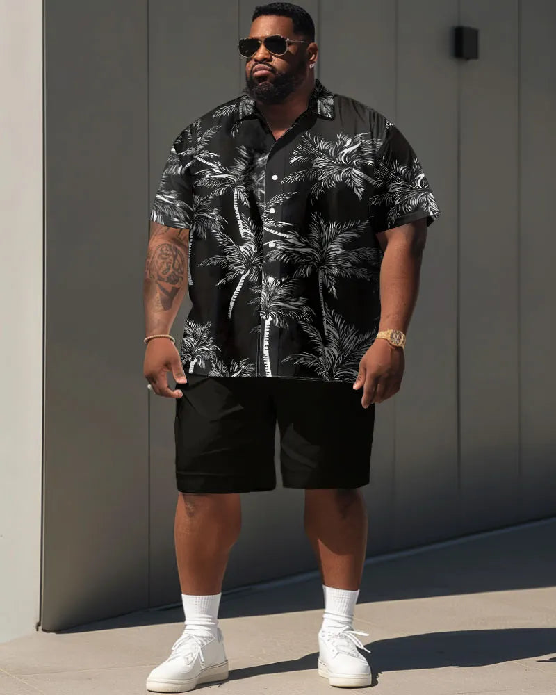 Big & Tall Hawaiian Graphic T-Shirt Shorts Set for big men view 2
