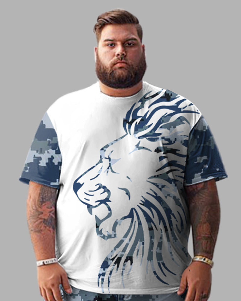 Big & Tall Camouflage T-Shirt Shorts Set for big men view 2