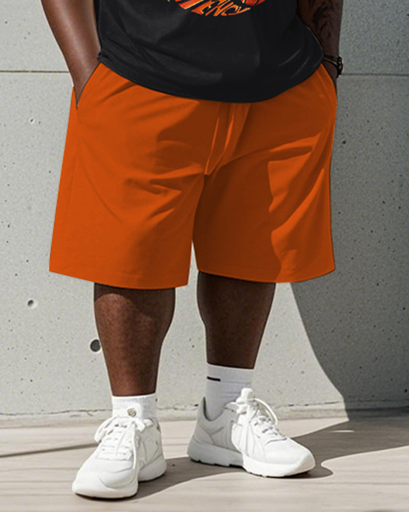 Big & Tall Blue Orange Graphic Two-piece Set for big men view 3
