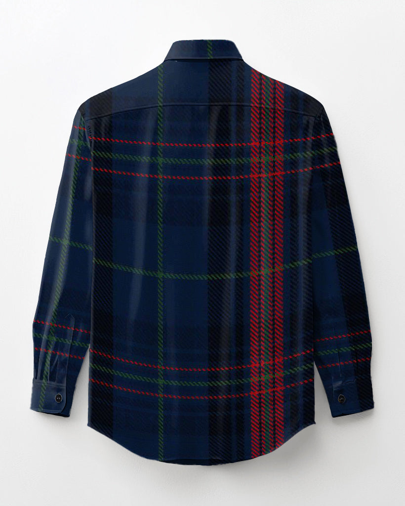 Big & Tall Blue Plaid Long Sleeve Shirt for big men view 3