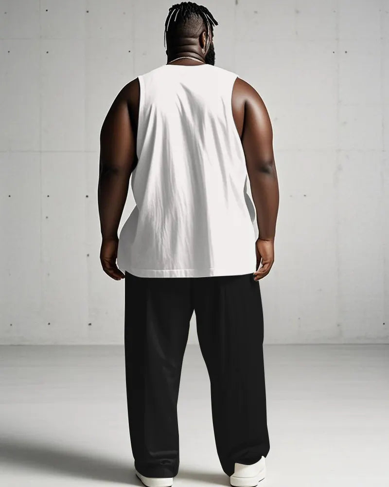 Big & Tall Geometric Graphic Graffiti Vest Pants Set for big men view 4