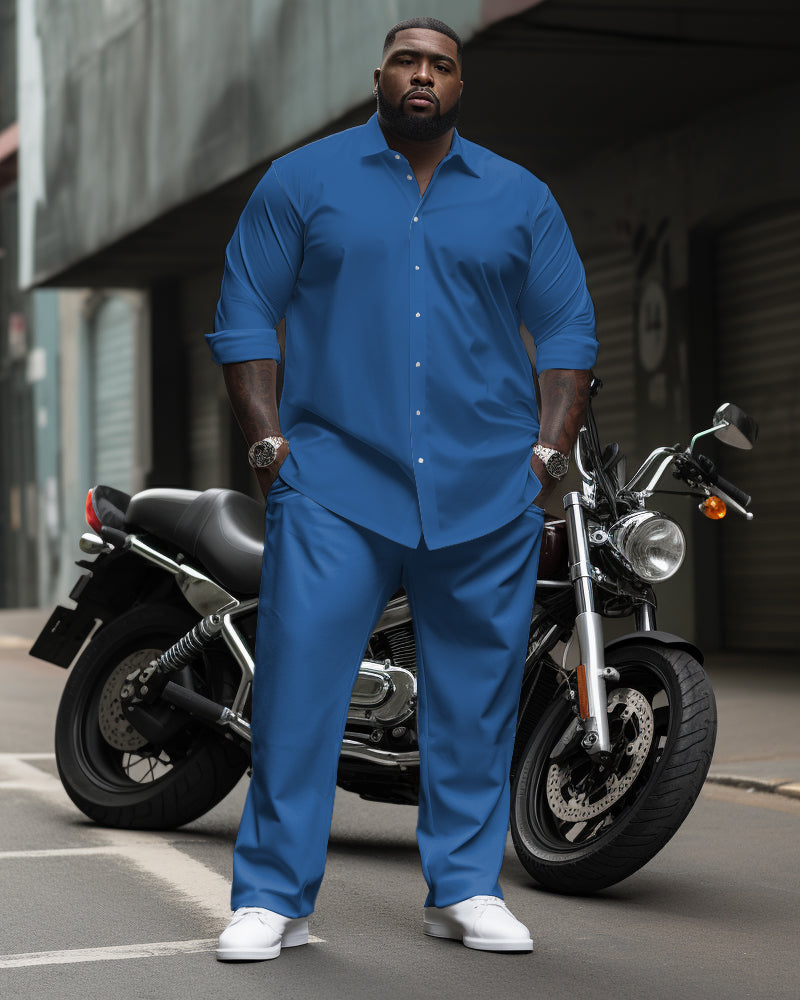 Big & Tall Solid Color Shirt Pants Set for big men view 4