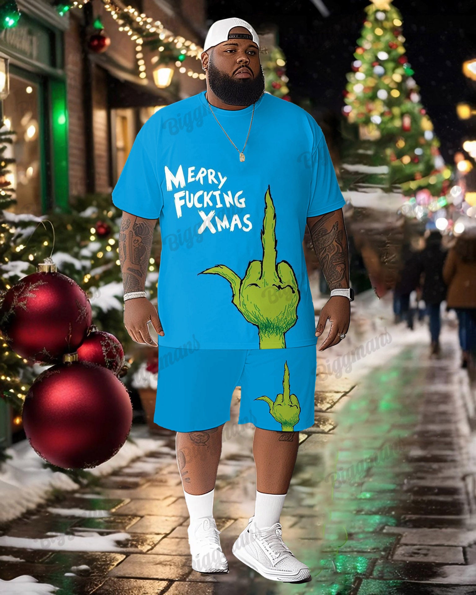 Big & Tall Graphic T-Shirt Shorts Set for big men view 1