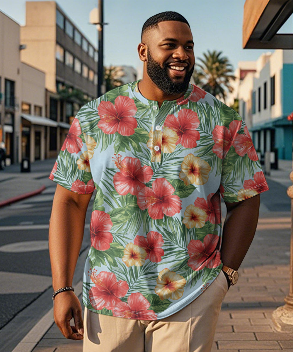Big & Tall Blue Hawaiian Graphic T-Shirt for big men view 1