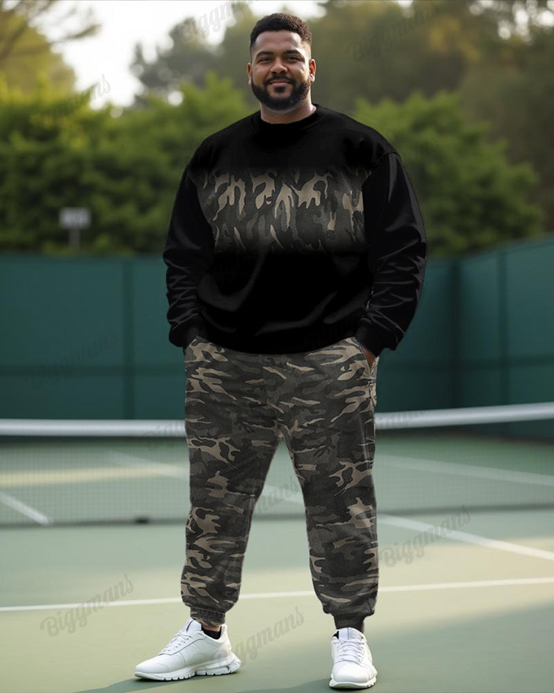 Big & Tall Camouflage Hoodie Sweatpants Set for big men view 1