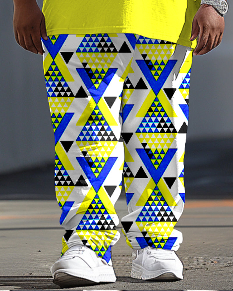 Big & Tall Geometric Graphic T-Shirt Pants Set for big men view 3