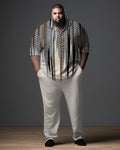 Big & Tall Geometric Graphic Polo Pants Set for big men view 1