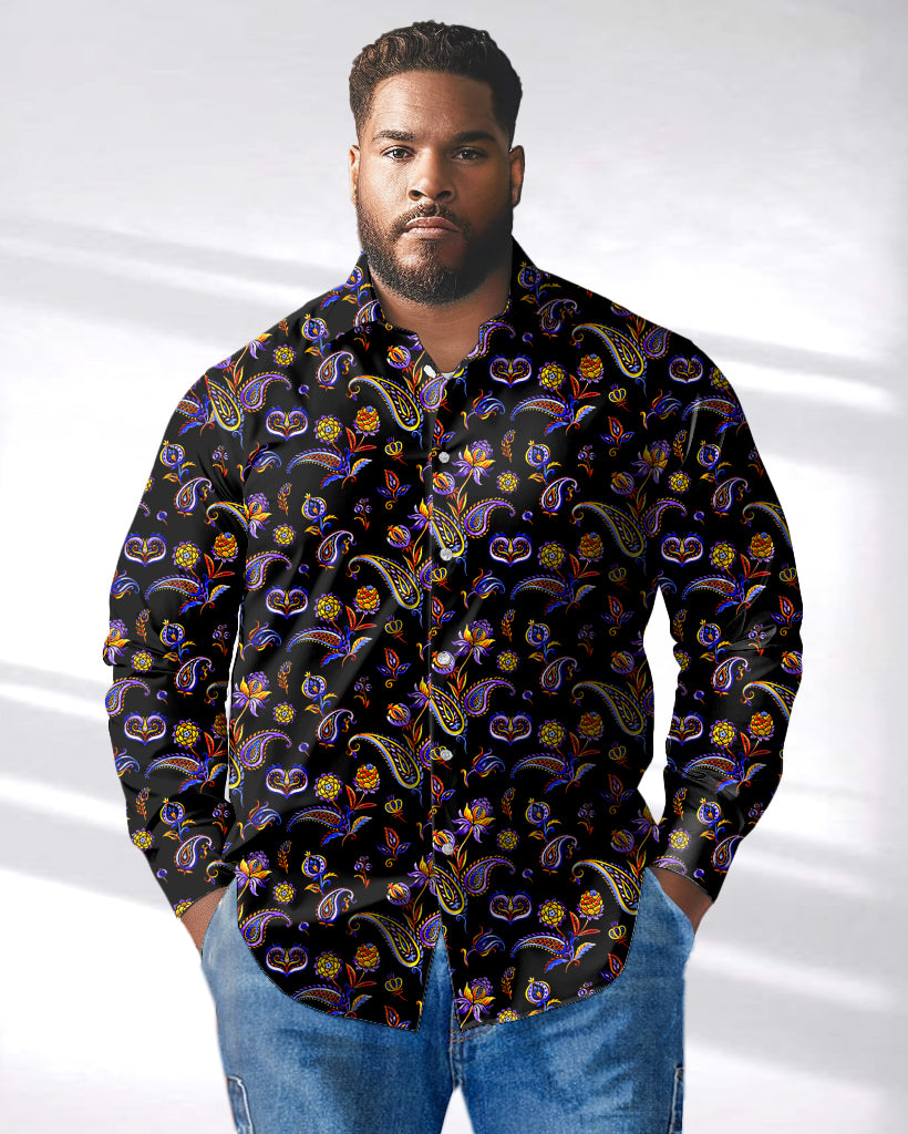 Big & Tall Floral Long Sleeve Shirt for big men