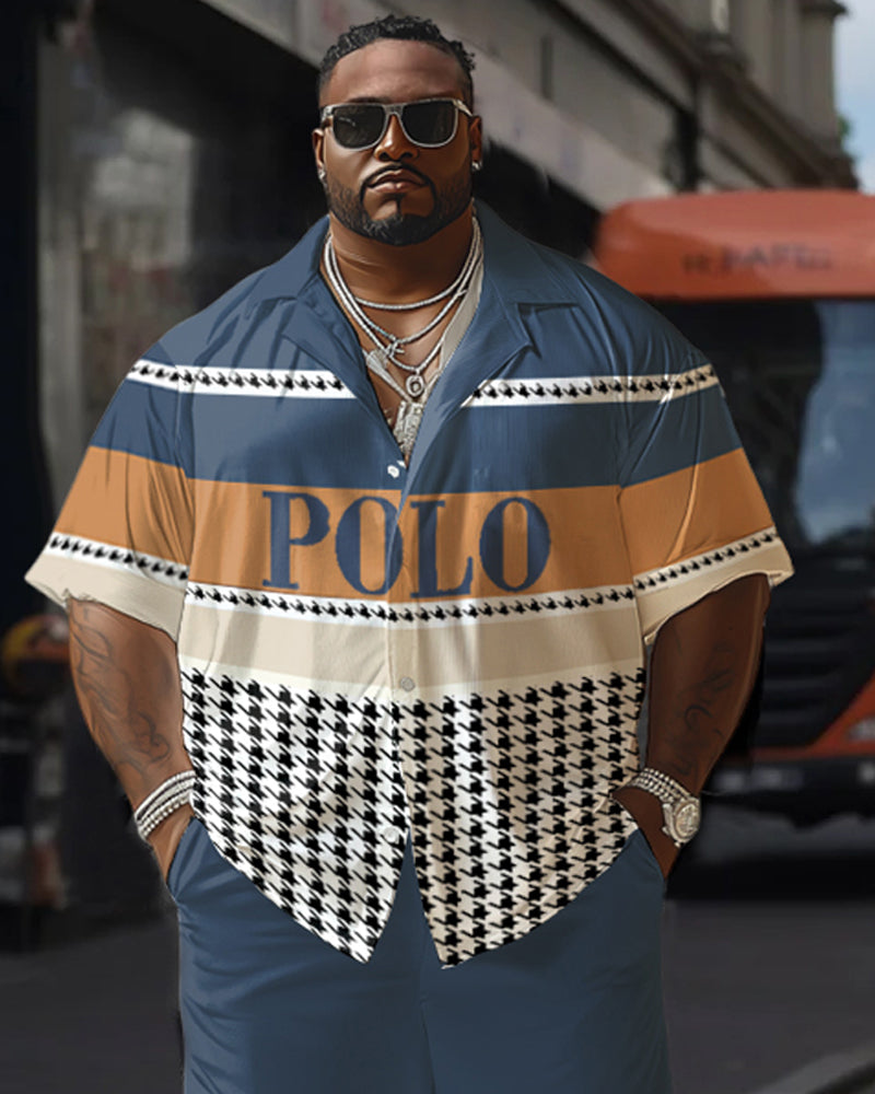Big & Tall Graphic Polo Shorts Set for big men view 4