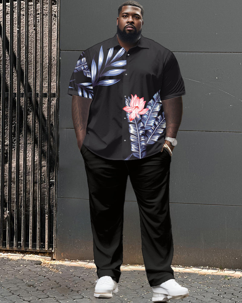 Big & Tall Graphic Floral T-Shirt Pants Set for big men view 1