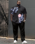 Big & Tall Graphic Floral T-Shirt Pants Set for big men view 1