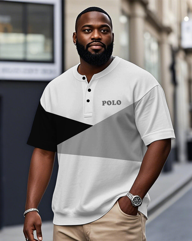 Big & Tall Black Gray Colorblock T-Shirt for big men view 1