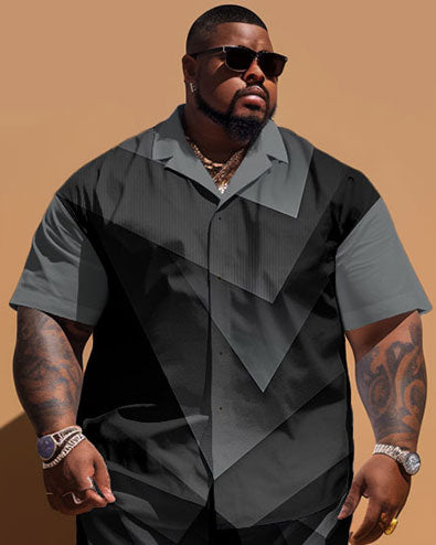Big & Tall Geometric Graphic T-Shirt Shorts Set for big men view 2
