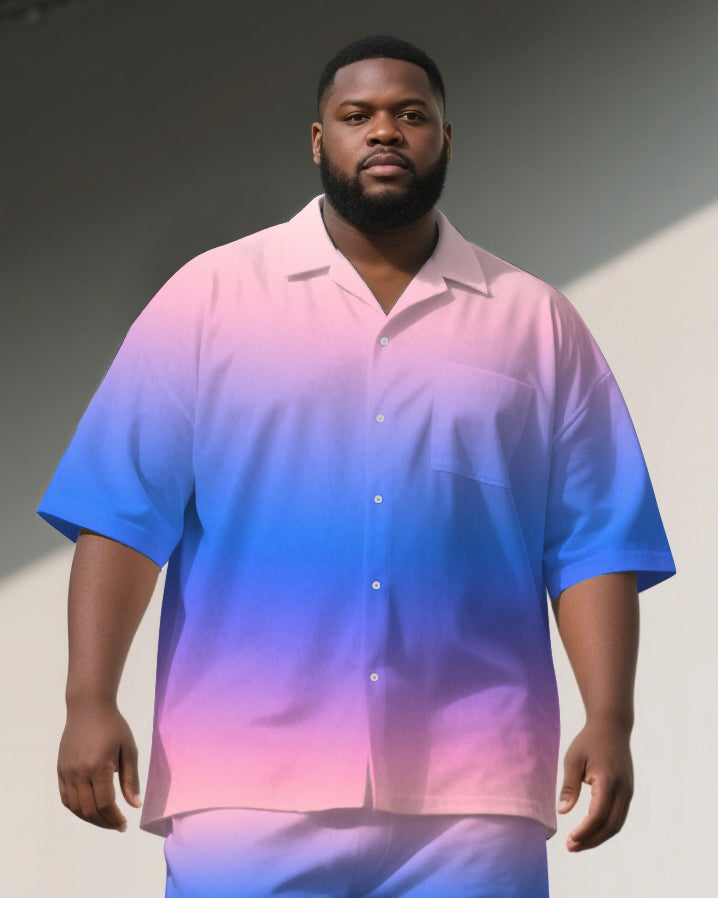 Big & Tall Gradient T-Shirt Shorts Set for big men view 2