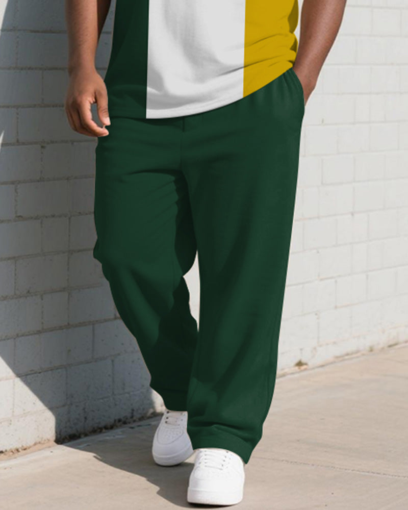 Big & Tall Green Graphic Vest Pants Set for big men view 3