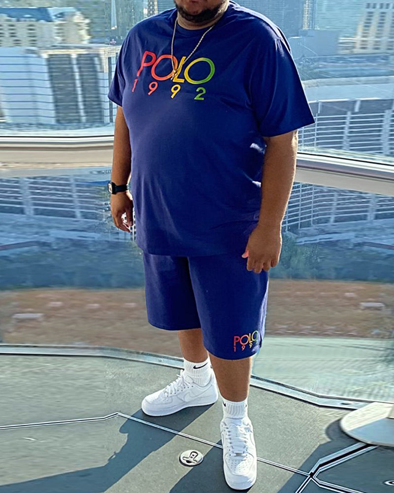 Big & Tall Graphic Athletic T-Shirt Shorts Set for big men view 1