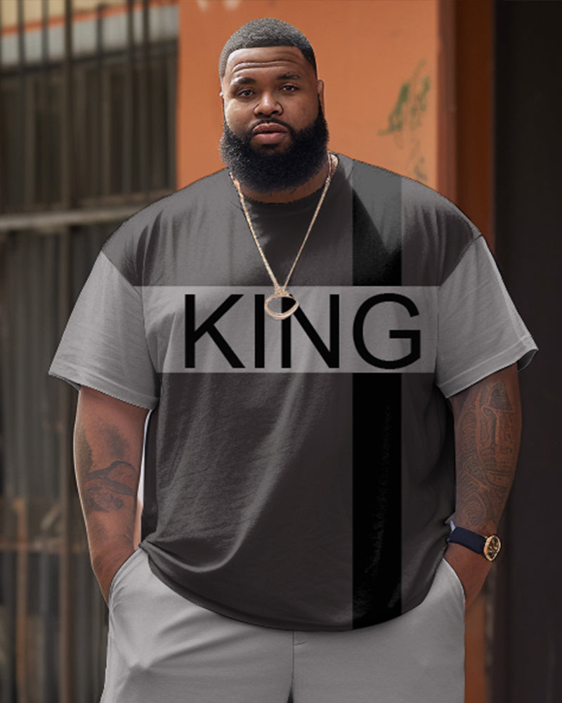 Big & Tall Colorblock T-Shirt Shorts Set for big men view 2