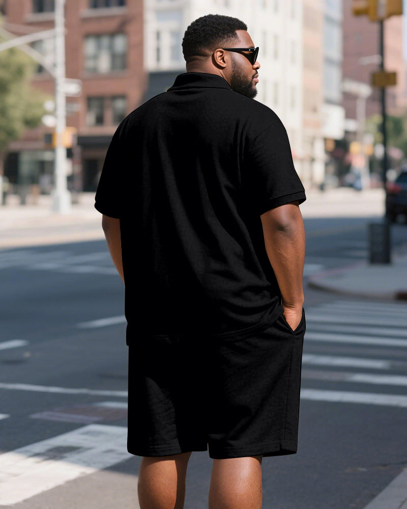 Big & Tall Juneteenth Colorblock Polo Shorts Set for big men view 4