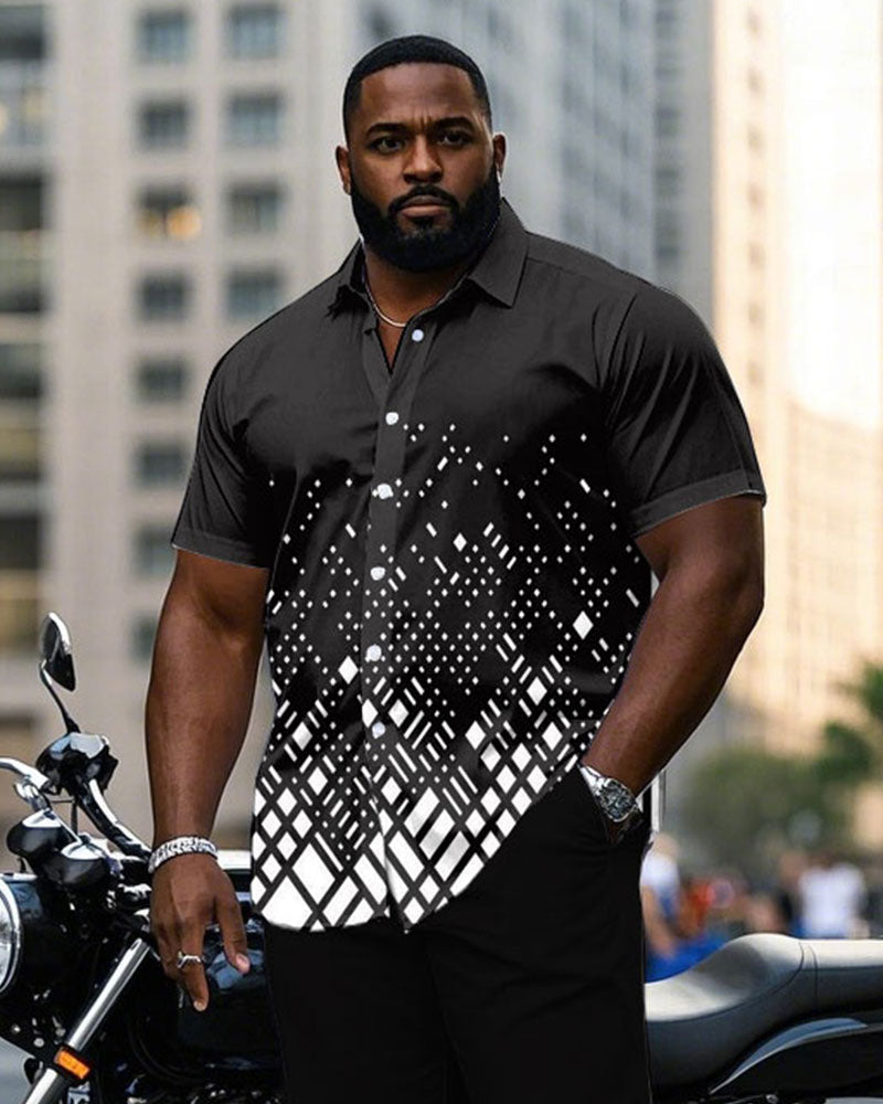 Big & Tall Gradient Geometric T-Shirt Pants Set for big men view 2