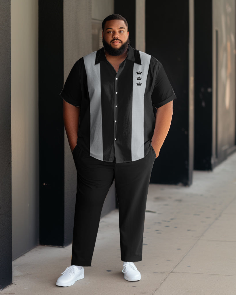 Big & Tall Colorblock Graphic T-Shirt Pants Set for big men view 1