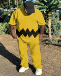 Big & Tall Yellow Graffiti Athletic Two-piece Set for big men