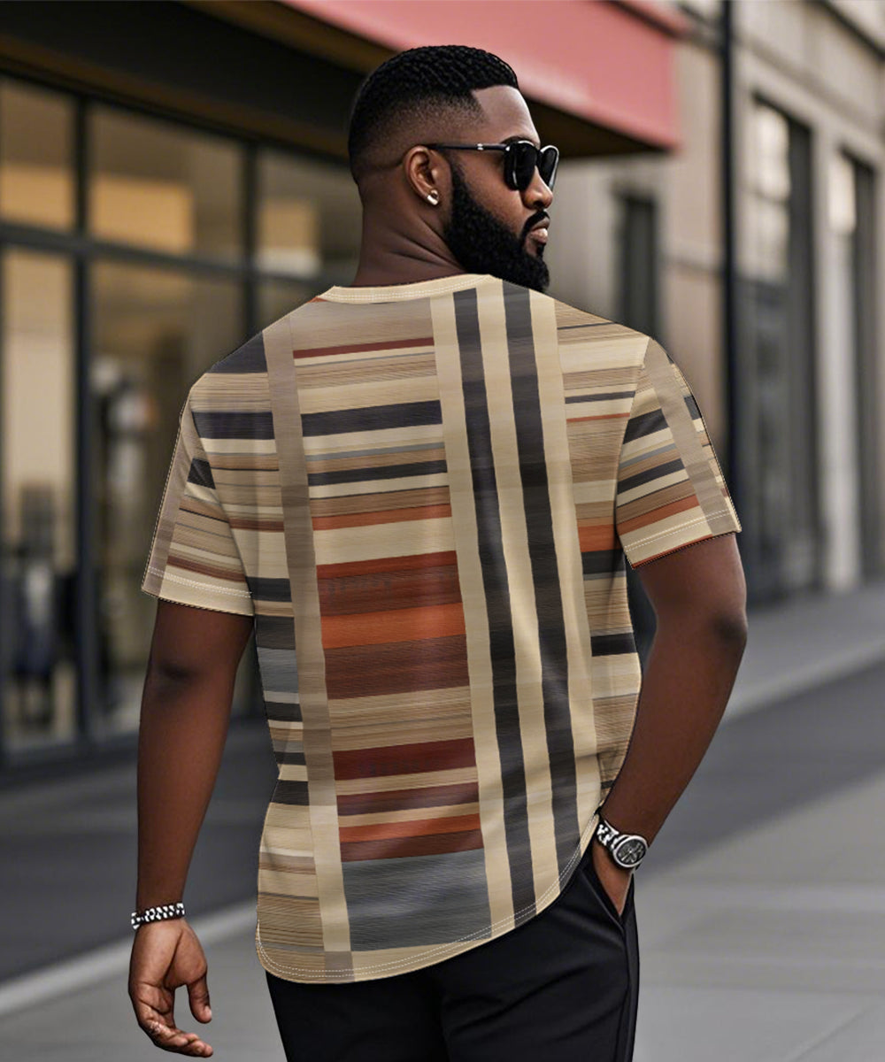 Big & Tall Geometric Graphic Patchwork T-Shirt for big men view 2