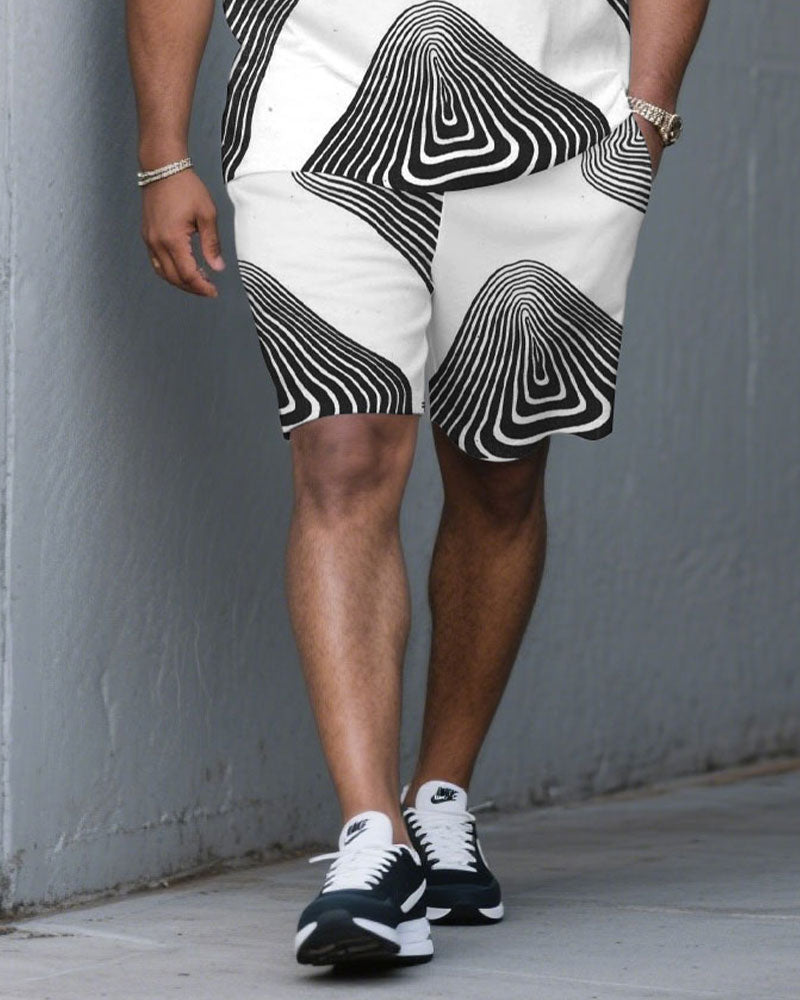 Big & Tall Colorblock Graphic T-Shirt Shorts Set for big men view 3