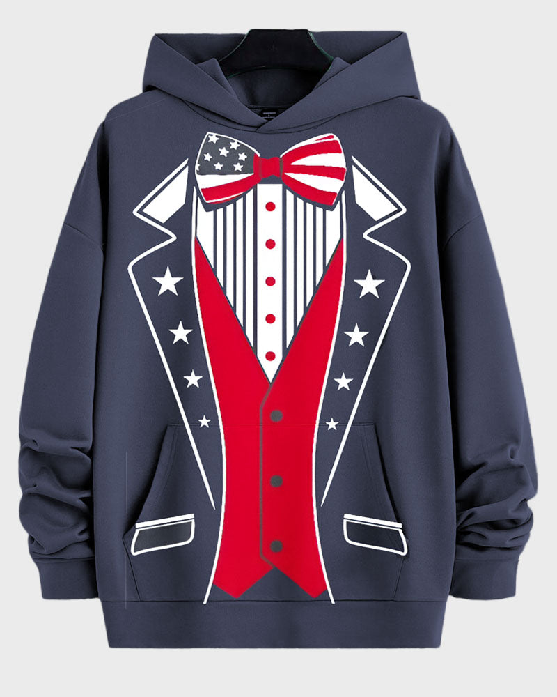 Big & Tall Blue Navy Graphic Hoodie Sweatpants Set for big men view 2
